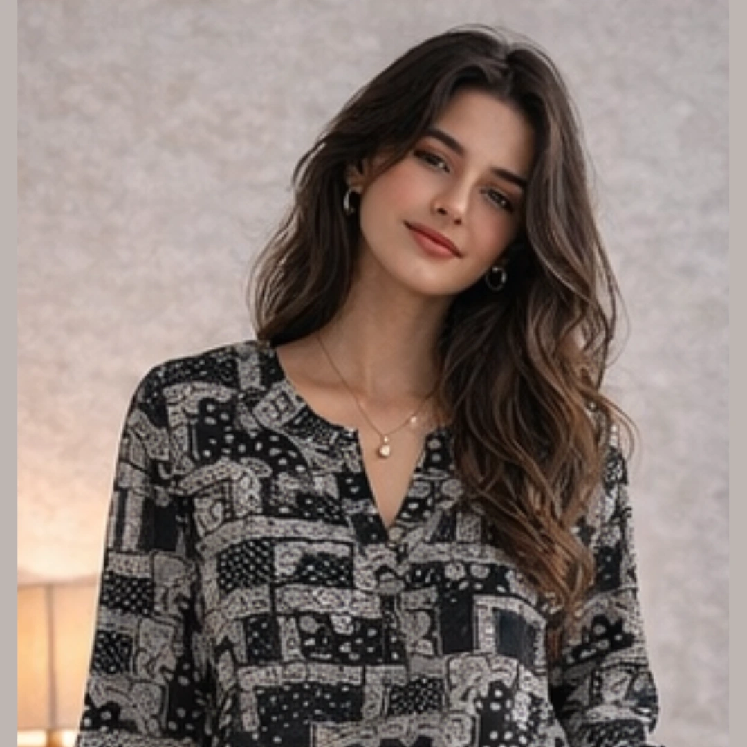 the-afghani-suit-black-ivory-printed-cotton-kurti-pant-set-everyday-comfort-edition